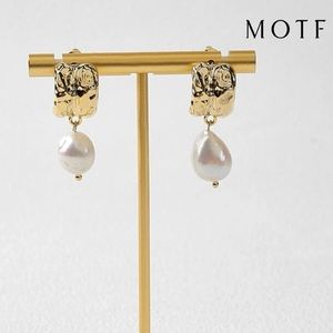NWT MOTF Premium Genuine Natural Pearl Gold Drop Earrings